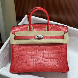 플래티넘 25CM 레드 실버 버클 가방