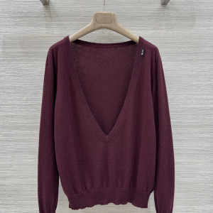 고급 메리노울 딥브이 상의