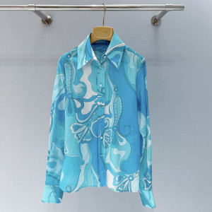 PUCCI 블루 코튼 셔츠