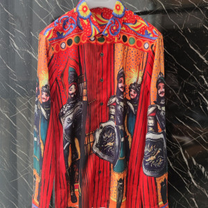 전통 무사 프린트 셔츠