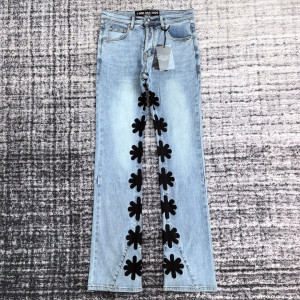 플라워 프린트 라이트블루 데님팬츠