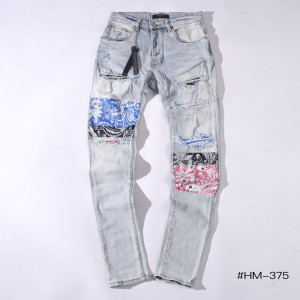 페이즐리 패치 데미지 데님팬츠